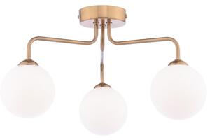 Dar Wisebuys Feya 3 Light Semi Flush Ceiling Light in Antique Bronze And Opal Glass