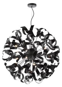Dar Lighting Swash 12 Light Ceiling Pendant In Matt Black With Black Ribbons
