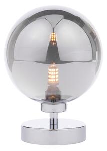 Dar Wisebuys Esben Touch Table Lamp In Polished Chrome And Large Smoked Glass