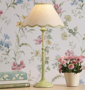 Laura Ashley Cordwell Table Lamp In Matt Green With Scalloped Natural Linen Shade