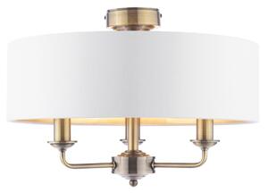 Laura Ashley Sorrento 3 Light Semi Flush Ceiling Light In Antique Brass With Ivory Shade