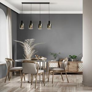 Searchlight Sweden 4 Light Ceiling Bar Pendant Light In Matt Black With Ombre Glass 88910-4BK