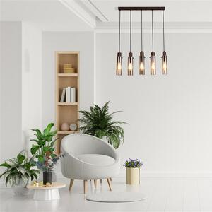 Searchlight Sweden II 5 Light Ceiling Bar Pendant In Mocha With Amber Glass 88921-5MO