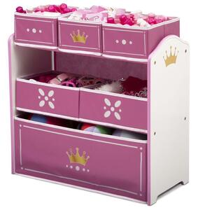 Delta Children Princess Crown Multi-Bin Toy Organizer White and Pink