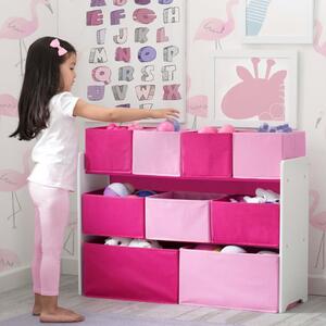 Delta Children Deluxe Multi-Bin Toy Organizer with Storage Bins White and Pink