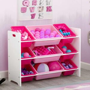 Delta Children MySize 9 Bin Plastic Toy Organiser White and Pink