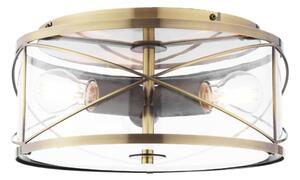 Laura Ashley Beckworth 3 Light Flush Ceiling Light In Antique Brass With Glass LA3756586-Q