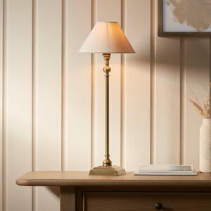 Endon 118122 Lille Table Lamp In Antique Brass Finish With 22 cm Natural Linen Shade
