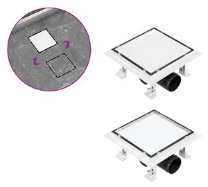 Shower Drain With 2-in-1 Flat and Tile Insert Cover 15x15 cm Stainless Steel