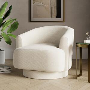 Carmen Curved Chunky Chenille Swivel Chair, Ivory White