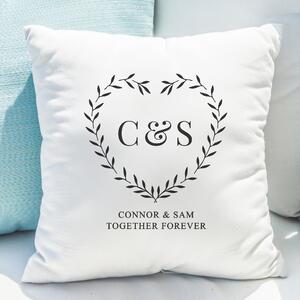 Personalised Couples Heart Cushion White