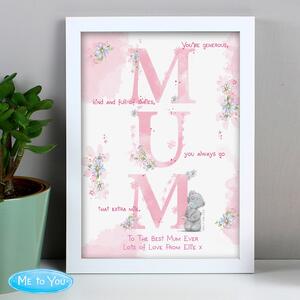 Personalised Me To You Mum White A4 Framed Print White