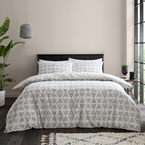 Catherine Lansfield Tufted Print Geo Natural Duvet Cover and Pillowcase Set Natural