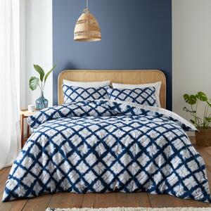 Shibori Tie Dye Navy Blue Duvet Cover and Pillowcase Set Navy