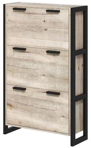 HOMCOM Shoe Storage Cabinet with 3 Flip Drawers Adjustable Shelf 18 Pairs Narrow Shoe Cupboard for Entryway Natural Wood-effect