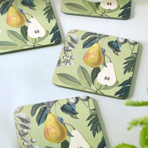 Set of 4 Kew Fruit And Floral Coasters Green