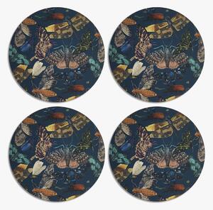 Set of 4 Kew Living Jewels Round Placemats Midnight (Blue)