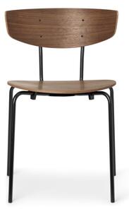 Ferm LIVING Herman Stool Walnut, black steel stand