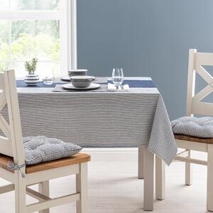 Sculpted Stripe Tablecloth Navy Blue/White