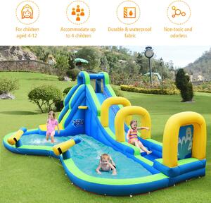 Costway Inflatable Slide with Splash Pool and Water Cannons
