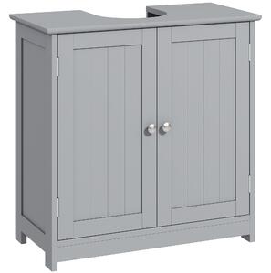Kleankin Compact Under-Sink Cabinet, 60x60cm, with Adjustable Shelf, Handles, Drainage, Space-Saving Bathroom Organizer, Grey Aosom UK