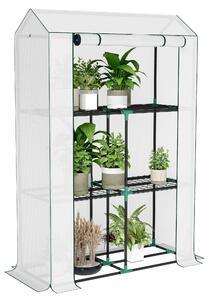 Outsunny 40 x 100cm Three Shelf Steel Frame Greenhouse - White