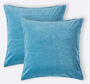 Set of 2 Luxury Light Blue Cotton Velvet Cushion Covers 40 x 40 cm