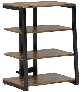 HOMCOM HiFi Stand, with Four Storage Shelves - Rustic Brown