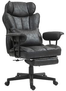 HOMCOM Massage Office Chair with 6 Point Massage and Heat, Desk Chair with Footrest, Reclining Backrest, Swivel Wheels, Adjustable Height, Black