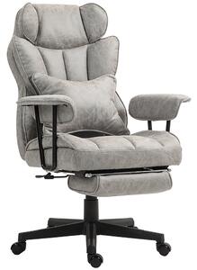HOMCOM Massage Office Chair with 6 Point Massage and Heat, Desk Chair with Footrest, Reclining Backrest, Swivel Wheels, Adjustable Height, Grey