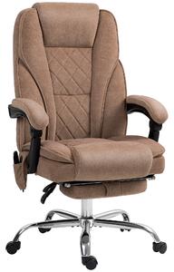 Vinsetto Massage Office Chair, Heated Reclining Computer Chair with Adjustable Height and Footrest, Brown
