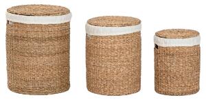 Basket set Home ESPRIT White Natural Seagrass Tropical (3 Pieces)