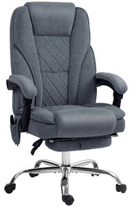 Vinsetto Massage Office Chair, Heated Reclining Computer Chair with Adjustable Height and Footrest, Dark Grey