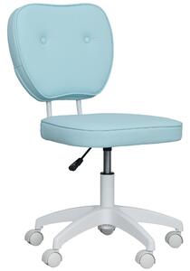 Vinsetto Vanity Office Chair, PU Leather Computer Chair for Home, with Adjustable Height, Armless, Swivel Wheels, Blue