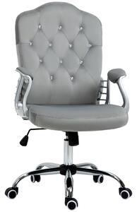 Vinsetto Velvet-Feel Work Chair, with Diamante Back - Grey