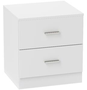 HOMCOM Modern Bedside Table, 2 Drawer Nightstand, Bedroom Living Room Side Storage Unit, Oak Aosom UK