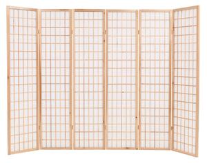Folding 6-Panel Room Divider Japanese Style 240x170 cm Natural