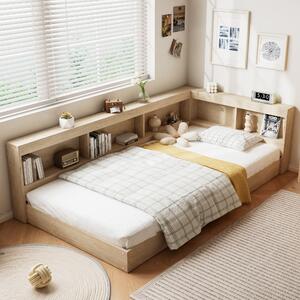 3FT Single Bed with Storage Space, Durable MDF and Plywood, Wooden Bed Frame for Adults and Teenagers, 208L x 108W x 60H cm, White Oak Aosom.UK