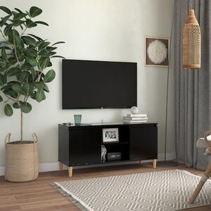 TV Cabinet with Solid Wood Legs Black 103.5x35x50 cm