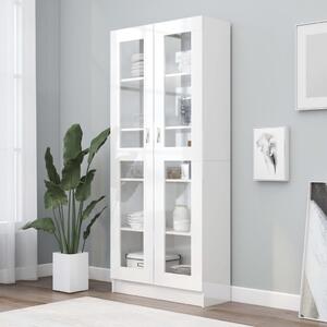 Vitrine Cabinet High Gloss White 82.5x30.5x185.5 cm Engineered Wood