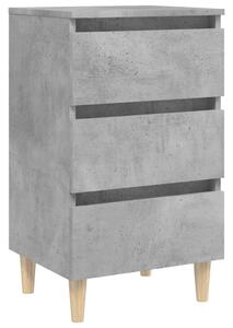 Bed Cabinet with Solid Wood Legs Concrete Grey 40x35x69 cm