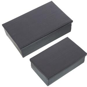 Set of decorative boxes Alexandra House Living Black Metal 28 x 18 x 8 cm 22 x 7 x 14 cm 2 Pieces