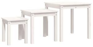 Nesting Tables 3 pcs White Solid Wood Pine
