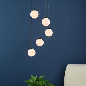 Dar Lighting Federico 5 Light Cluster Ceiling Pendant Light In Black With Opal Glass