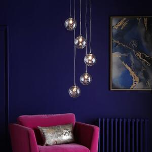 Dar Lighting Federico 5 Light Cluster Ceiling Pendant Light In Polished Chrome With Clear Dimpled Glass FED0550-12