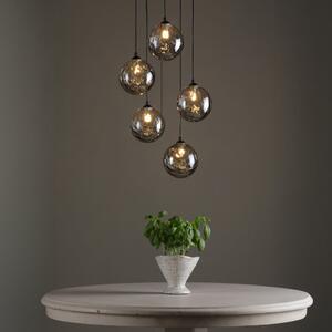 Dar Lighting Federico 5 Light Cluster Ceiling Pendant Light In Matt Black With Smoked Dimpled Glass FED0522-10