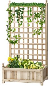 Outsunny Garden Planters with Trellis for Climbing Vines, Wood Raised Beds for Garden, Flower Pot, Indoor Outdoor, Natural