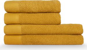 Textured Weave 4pc 100% Cotton Hand / Bath Towel Set | Pink Grey White Black Green Beige | Roseland Furniture