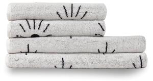 Theia Abstract Eye 4pc 100% Cotton Hand / Bath Towel Set | Ivory Ochre Pecan | Roseland Furniture