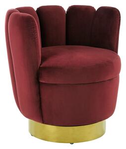 Bealie Velvet Bedroom Chair With Gold Base In Wine
